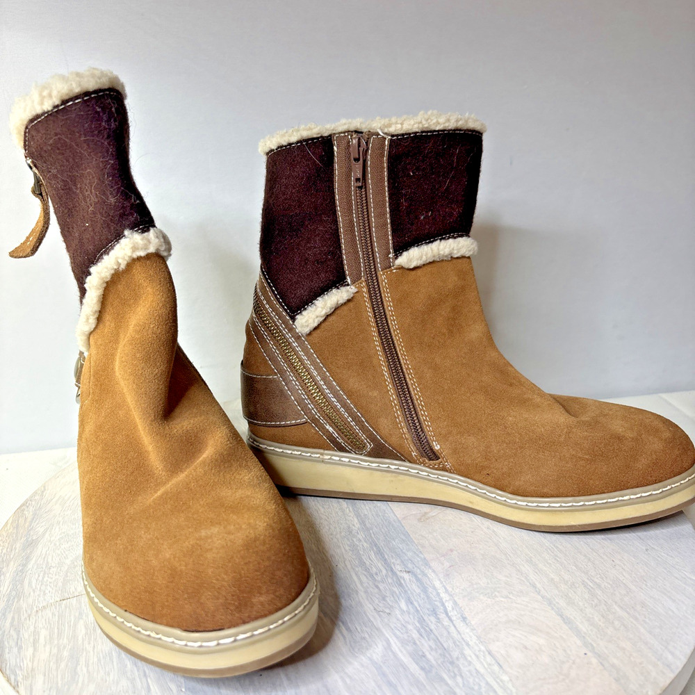 White Mountain Teague Winter Boots Brown Whiskey Suede Shearling Lined 9
